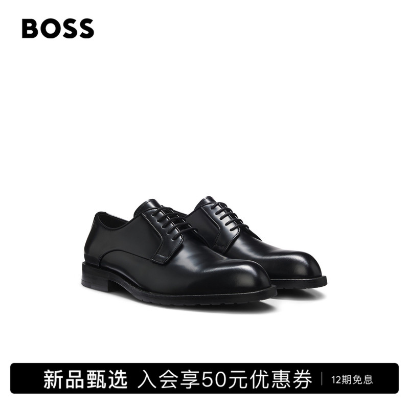 Boss Men's 2026 Winter New Embossed Logo Smooth Leather Derby Shoes Boss Men's 2026 Winter New Embossed Logo Smooth Leather Derby Shoes