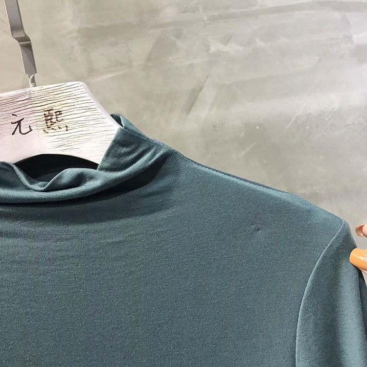 Yuan Xi 3009 mỏng phần cổ cao nửa bên trong áo khoác đơn giản modal tay áo năm điểm áo thun cotton nữ đáy áo thun adidas nữ