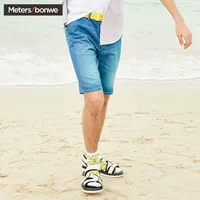 Métbonwe nam hàng đầu cửa hàng quần short denim mùa hè phong cách mới tinh thần anh chàng quần chính thức đích thực - Quần jean quan jean nam