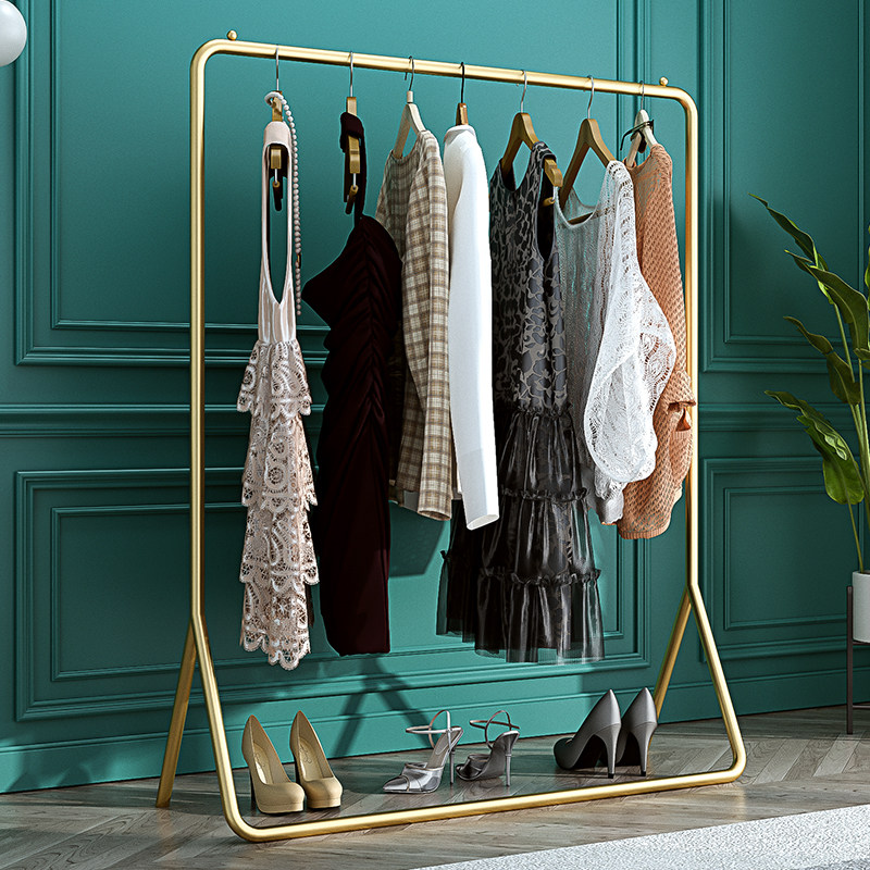 Indoor floor hanging rack Nordic coat rack bedroom simple multi-function collection layer household single rod drying rack