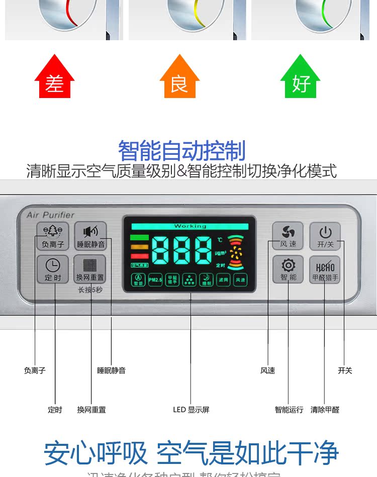 Máy lọc không khí ngoài khói bụi formaldehyd có mùi PM2.5 cờ vua trong phòng ngủ khử trùng các ion âm máy lọc không khí karofi e114
