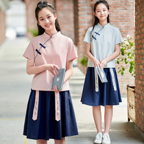 Girls Summer clothes Han clothes Two sets of Republic of China Wind school Childrens ancient clothes performance clothes girl China Wind suit