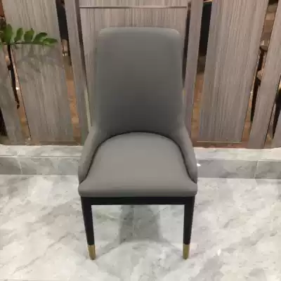 Modern simple light luxury solid wood chair soft leather chair fabric hotel dining chair backrest armchair new Chinese style