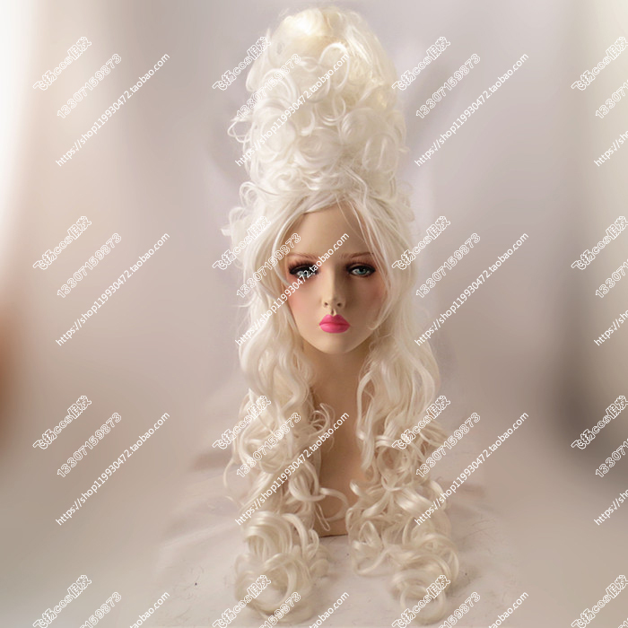 Flying Wig White European-Style Court Wig Ladygaga Pure White Wavy Long Curly Hair
