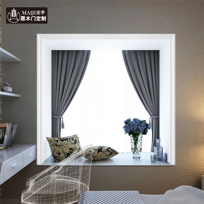 McJi log window cover bedroom window cover line red walnuts window cover line pure solid wood window cover wrapped edge water-based paint window bag sleeve-Taobao