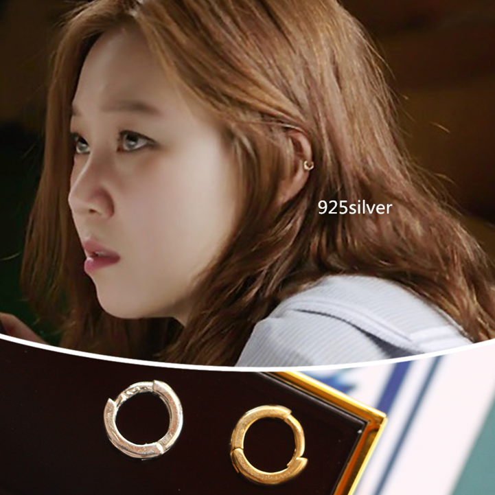 Korea imports 925 pure silver gold - plated earbuckle earbuckle spike mini aperture circle earbone filial piety