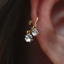 Smart zircon ear ring geometric ring diamond embedded French design sense exquisite earrings ear ring ear buckle female 925 silver