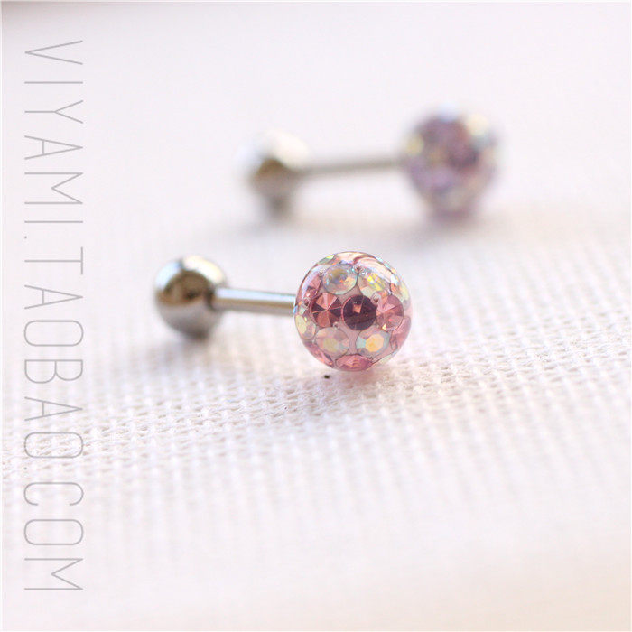 Mermaid Ji ear bone nail ear pin Korea purple full diamond crystal temperament cute mini small ear ear jewelry female