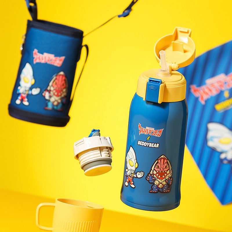 Cup Bear Children Insulation Cup Ottman Joint with straw boy female baby Baby Kettle Water Bottle