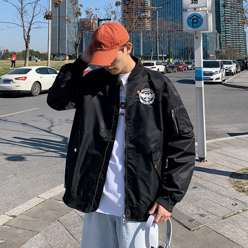 2021 spring and autumn new baseball uniforms ins trendy brand ruffian handsome bf wind ma1 embroidered jacket student all-match ruffian handsome