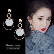 Yang Mi with earrings female long temperament 2021 new simple circle high-grade sense stud earrings drop earrings jewelry