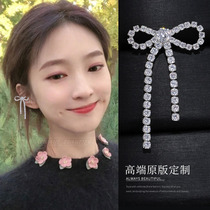 Yang Kaiwen same bow ear clip female earless advanced ear clip summer sterling silver niche design ear stud