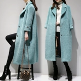 Бархатная длинная демисезонная куртка, золотое бархатное пальто, средней длины, 2018, в корейском стиле, увеличенная толщина