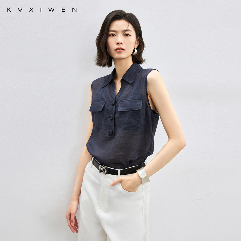 Kaqianwen's Simple, Versatile, Relaxed Sleeveless Shirt Kaqianwen's Simple, Versatile, Relaxed Sleeveless Shirt