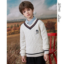 Boys cardigan autumn and winter pullover long sleeve Korean V-neck sweater jacket wild base shirt Boys sweater