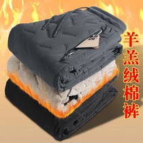 Quality sherpa pants mens winter plus velvet thickened snow pants large size casual pants outer wear windproof warm down pants