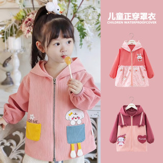 Corduroy long-sleeved outer wear anti-dirty blouse for middle-aged and older children