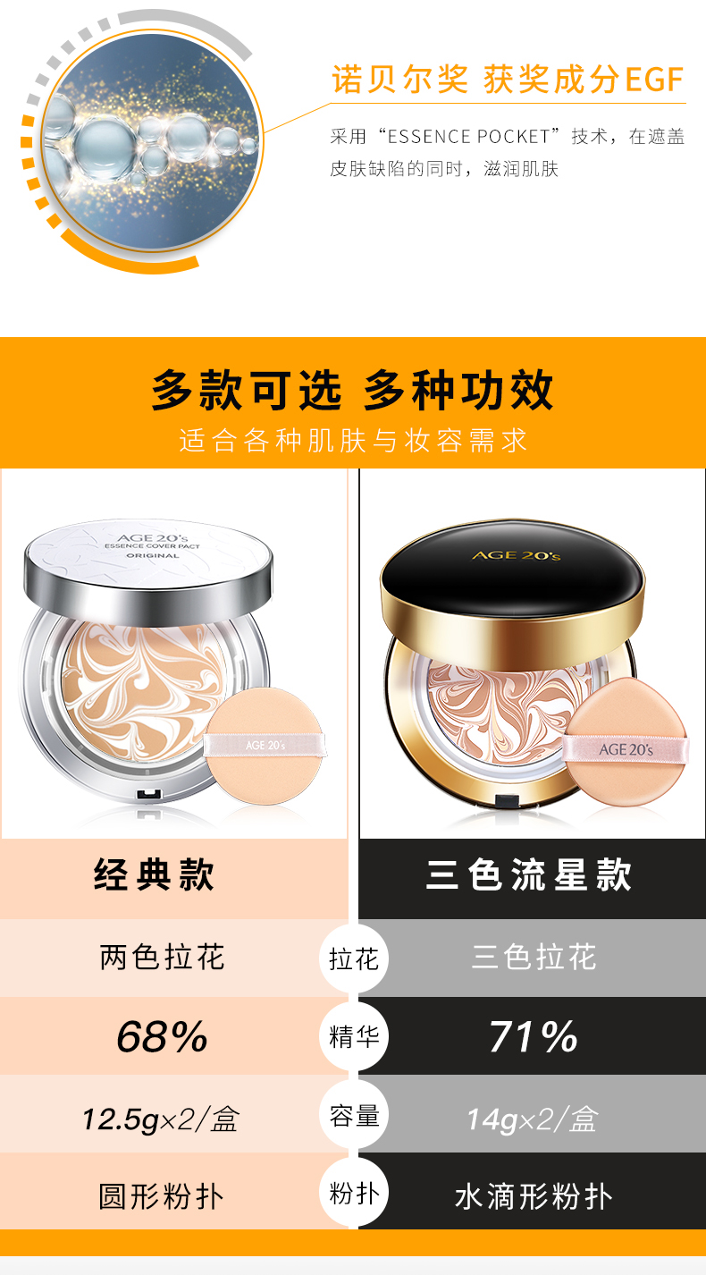 Ai Jingage 20 của đệm không khí BB cream 2018 new kem che khuyết điểm làm trắng giữ ẩm kéo dài cc kem làm sáng da bằng bột màu