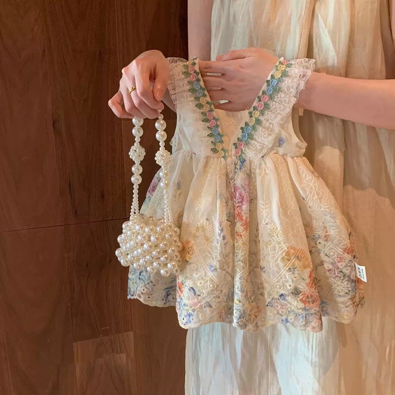 French Uamtor Girls' 2026 Summer Dress New Style Princess Dress Fashionable French Floral Vest Dress