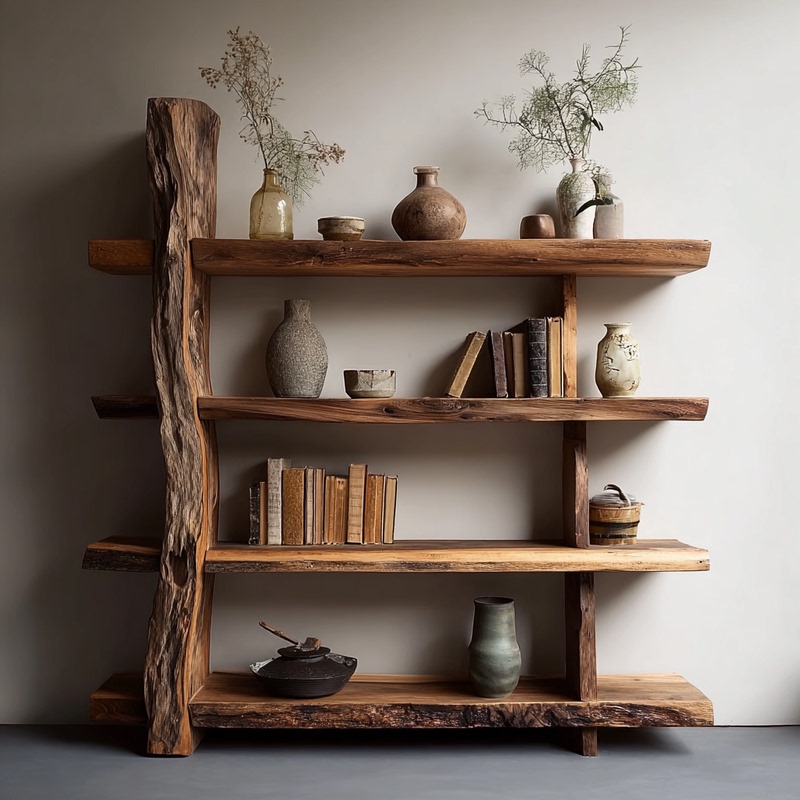 Wabi-Sabi Style Natural Wood Display Shelf, Solid Wood Bookshelf, Tea Room Tea Set Storage Rack, Display Rack, Weathered Wood Storage Shelf Wabi-Sabi Style Natural Wood Display Shelf, Solid Wood Bookshelf, Tea Room Tea Set Storage Rack, Display Rack, Weathered Wood Storage Shelf