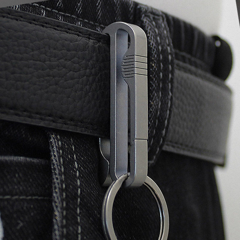 Genuine Titanium Alloy Men's Waist Keychain Belt Clip for Sports Pants, Jeans, Casual Pants, and Dress Pants