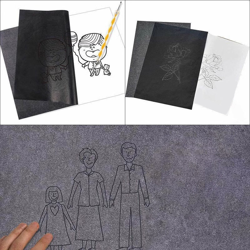Black Carbon Paper for Graphite, A4 Large Sheet, Single-Sided, 8K, 16K, Non-Sticky Copy Paper for Handwriting, Cross-Stitch, Tracing, and Drawing