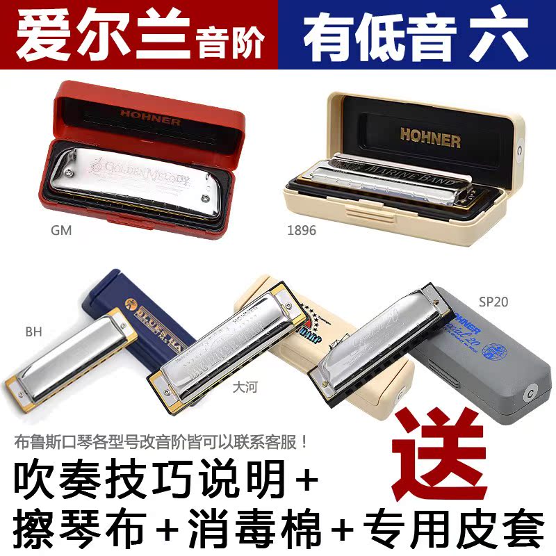 German HOHNER and come paddy Irish scale ten 10 hole blues blues harmonica sp20 with bass 6