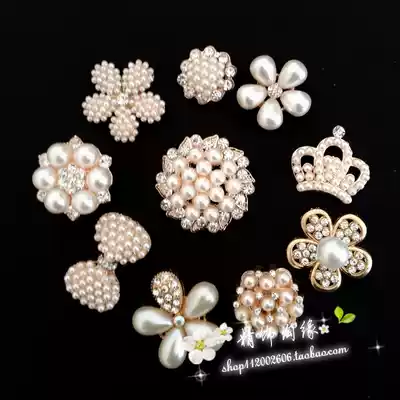 DIY bridal hand bouquet material Handmade bow hair accessories hairpin Pearl rhinestone alloy color diamond buckle flower plate