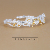 S925 pure silver small bird bracelet plum blossom small fresh flower bracelet with sweet and small floral bracelet Accessories Accessories