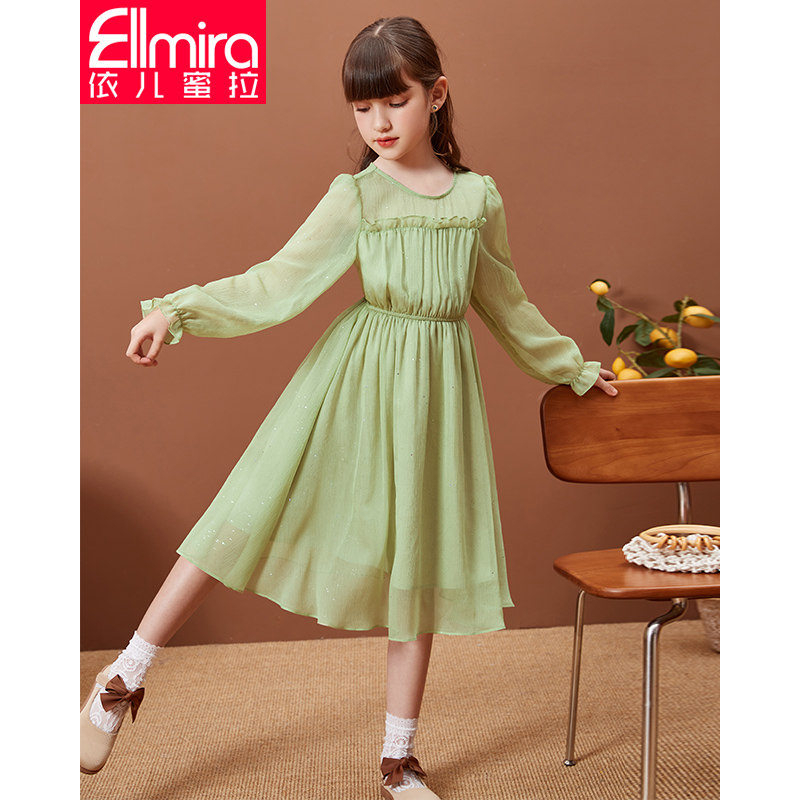 Girl Law Style Ocean Dress Spring Children Snow Spinning Princess Dresses 2022 New Foreign Pie Girl Big Child Dresses Dresses