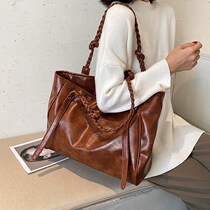 Premium sense retro shoulder bag womens 2022 new fashion genuine leather niche versatile ins large capacity tote bag