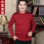 Mùa thu và mùa đông nam trung niên cộng với áo len dệt kim cổ tròn dày nhung năm nay áo khoác bố rộng màu đỏ áo len kiểu hàn quốc cực đẹp