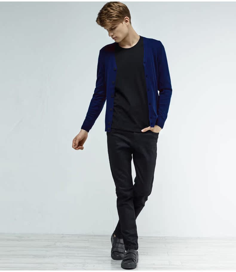 Saturni Ánh Sáng Sang Trọng của Nam Giới Đan Cardigan Áo Khoác Mùa Xuân và Mùa Thu Thanh Niên Slim Cardigan Áo Len Cổ Chữ V Nam