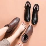 Зимние флисовые удерживающие тепло нескользящие туфли для матери, короткие сапоги, зимняя обувь для кожаной обуви, для среднего возраста