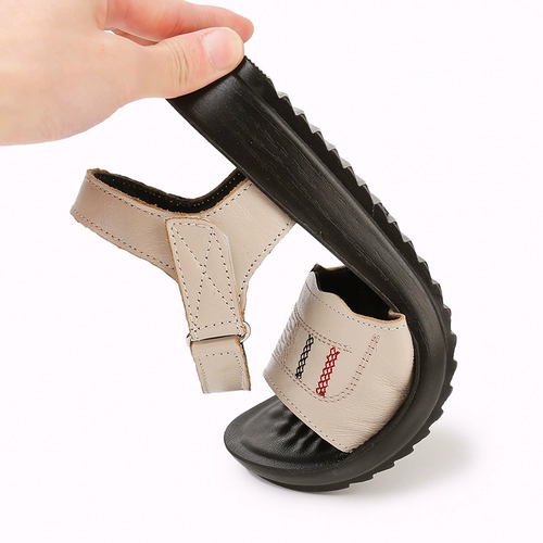 Комфортные нескользящие летние сандалии для матери, 2020, из натуральной кожи, мягкая подошва, для среднего возраста