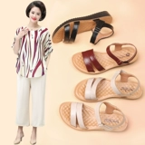 Летние сандалии для матери, нескользящая комфортная обувь, из натуральной кожи, мягкая подошва, для среднего возраста