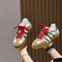 European Station Women Shoes 2022 New Genuine Leather Flat-bottomed Lace Casual Sneakers Collage Korean version Shoes Women Single Shoe Tide