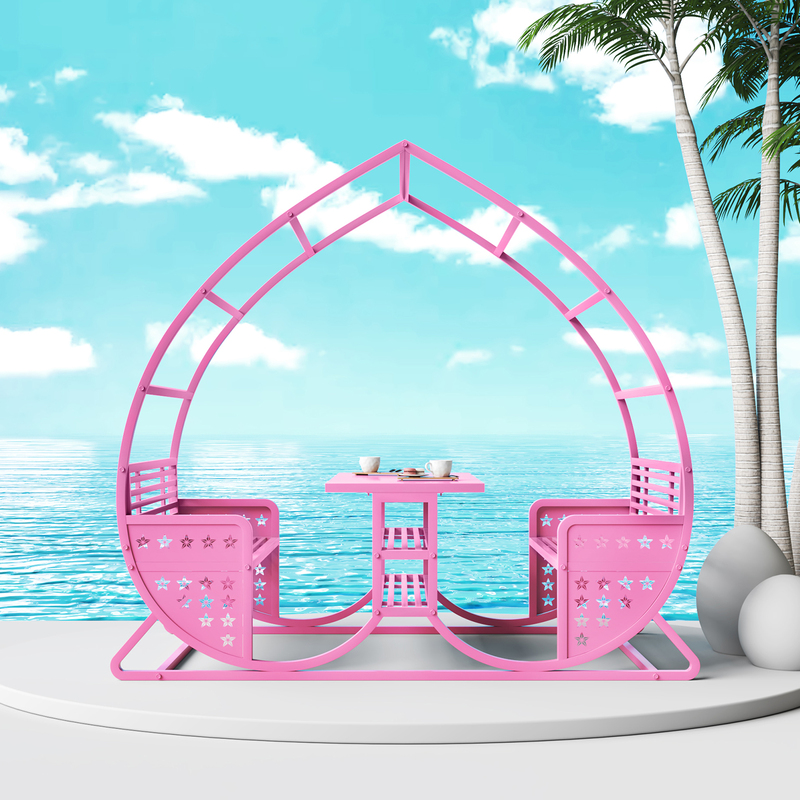 Outdoor Heart-Shaped Swing Chair Garden Decoration Popular Tourist Spot Homestay Ornament Check-In Spot Couple Heart-Shaped Table and Chair