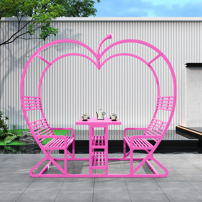 Outdoor Trendy Apple-Shaped Tables and Chairs for Cafes, Terraces, Outdoor Areas, Balconies, and Leisure Milk Tea Shops with Heart-Shaped Swing Chairs