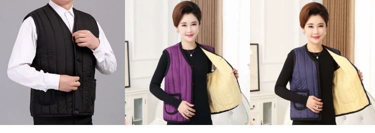 Mùa thu đông trung thu cotton nữ vest cỡ lớn áo ấm mẹ già cộng với áo nhung dày