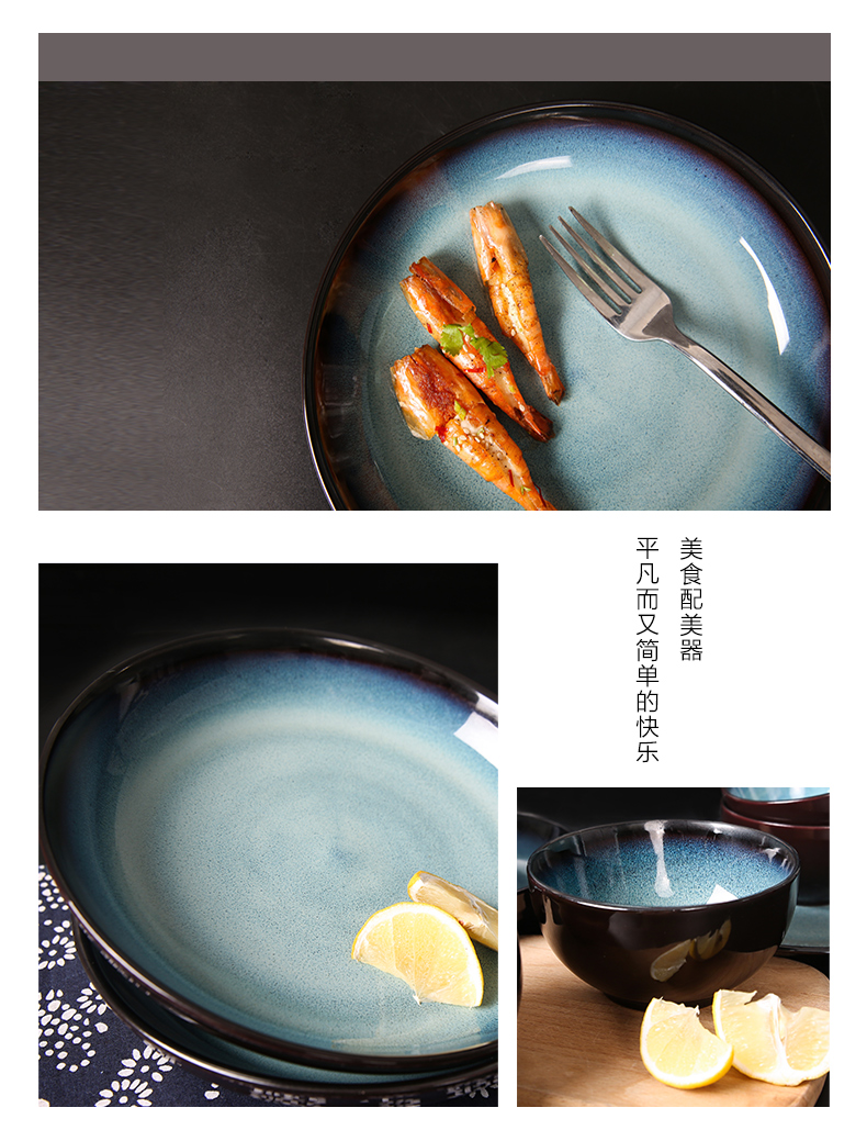 Spring rain yuquan 】 【 Korean ceramic dishes suit household bowl dish plate tableware tableware suit eating the food