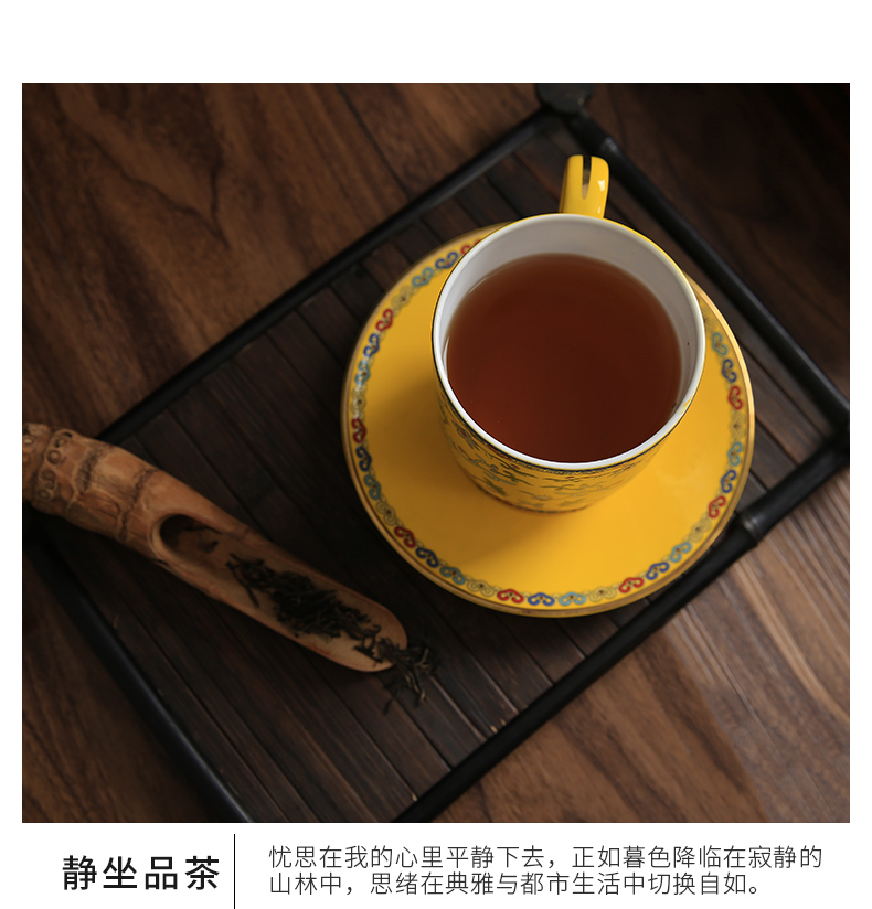 Gaochun ceramics colored enamel paint ipads porcelain cup yuquan 】 【 Chinese wind modern palace longfeng for cup