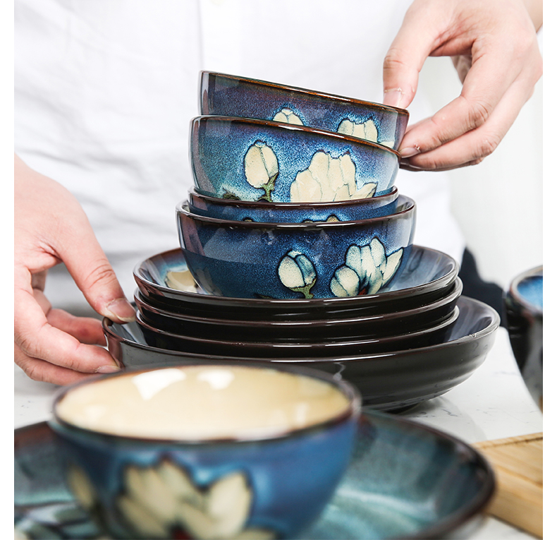Yuquan cutlery set dishes home dishes chopsticks nesting bowls plates ceramic plate 6/10 combination