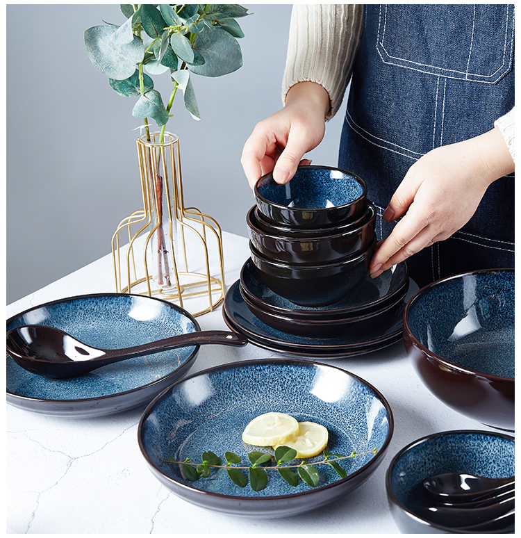 New star shine hand - made yuquan 】 【 Chinese tableware suit dishes ceramic dishes home four people 22 combinations