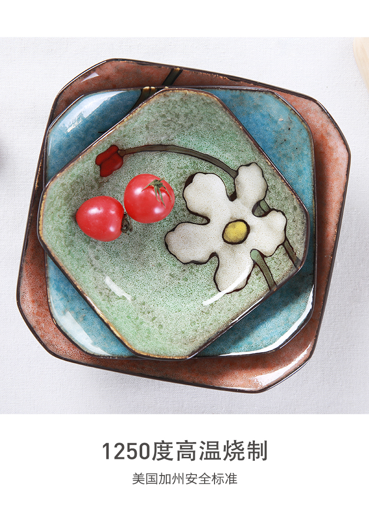 Korean yuquan 】 【 hand - made dishes rice bowls a single large rainbow such use ceramic tableware dish dish dish home side dish