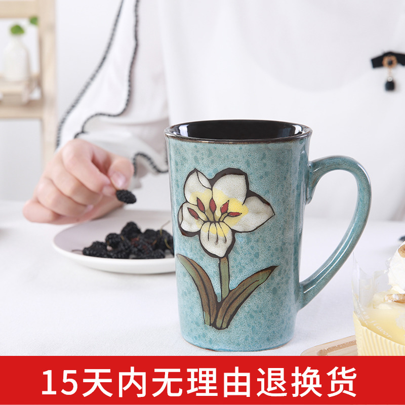 Yuquan 】 【 Korean ceramic keller cup individuality creative cup couples big water capacity of 450 ml