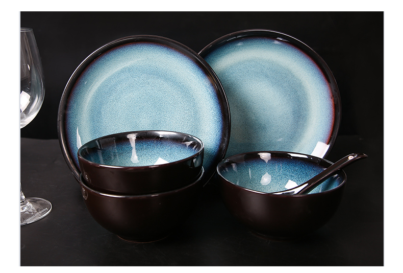 Spring rain yuquan 】 【 Korean ceramic dishes suit household tableware bowl dish dish Japanese dishes