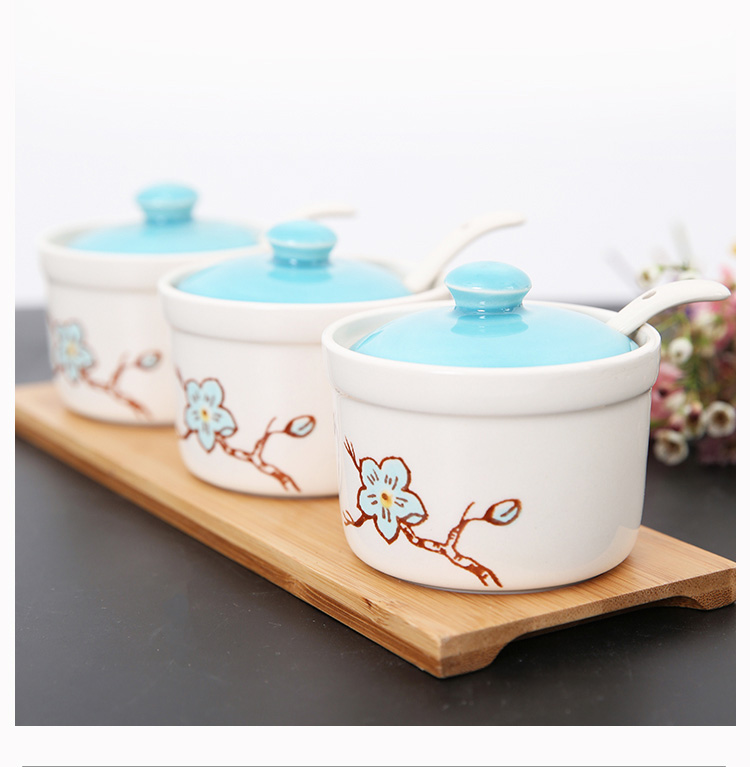 Kitchen ceramic may find yuquan 】 【 flavor pot suits for seasoning box of creative household necessities European style