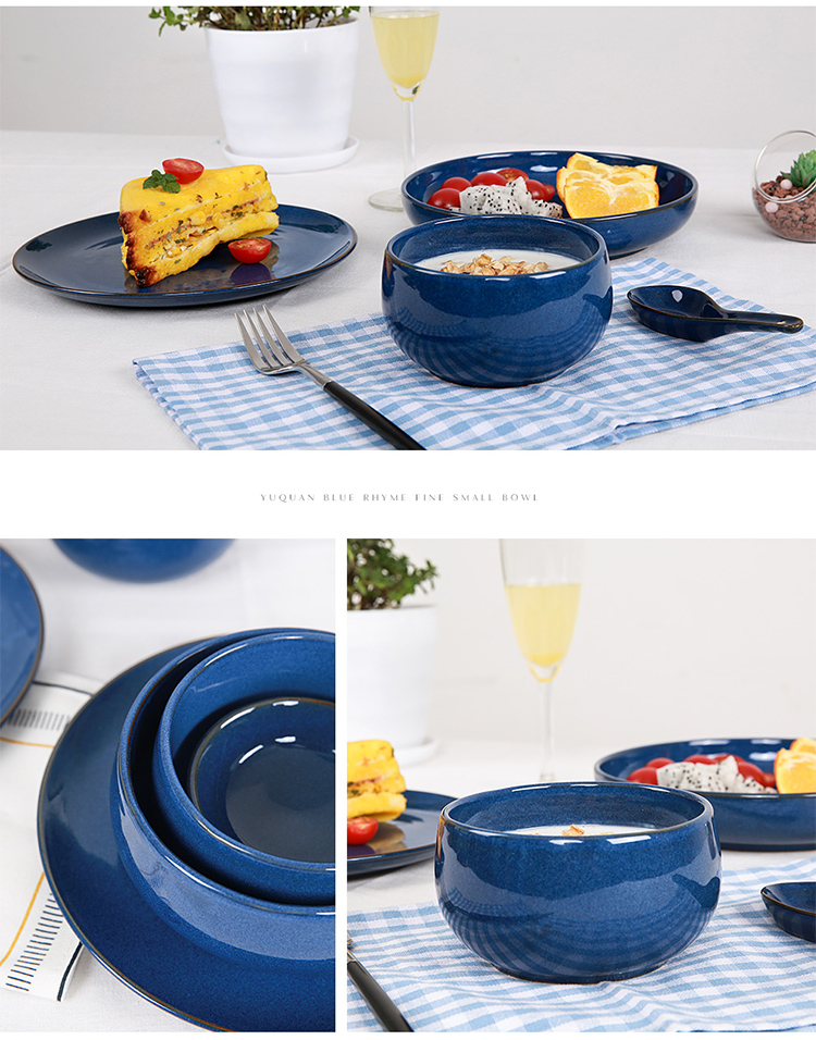 Blue rhyme ceramic tableware dishes suit feel 】 【 rice bowls 0 kitchen suite 20 pieces of the soup bowl