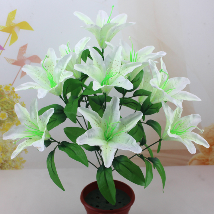 12 hoa nhân tạo lily phòng khách nhà trang trí phòng ngủ hoa cưới vòm nhà máy bó hoa trực tiếp - Hoa nhân tạo / Cây / Trái cây giả hạc